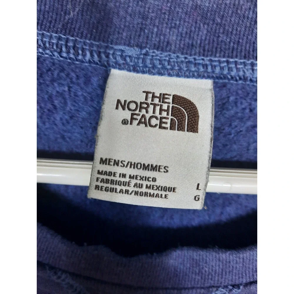 The North Face Mens‎ Crewneck Sweatshirt Blue Purple Logo Patch Pullover Large